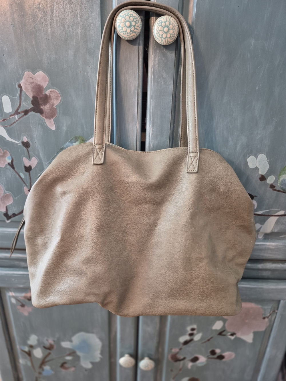 Everyday Army Green Leather Tote Bag - Versatile Women’s Shoulder Bag